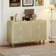 thumbnail image 2 of HOMCOM Boho Sideboard Buffet Cabinet with 4 Rattan Doors, Natural, 2 of 10
