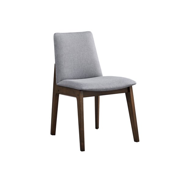 Of 2 Gray Fabric Upholstered Side Chairs - Walnut Finish Scandinavian Style Comfort Chair (2pcs) Inspired Legs For A Stable Seat