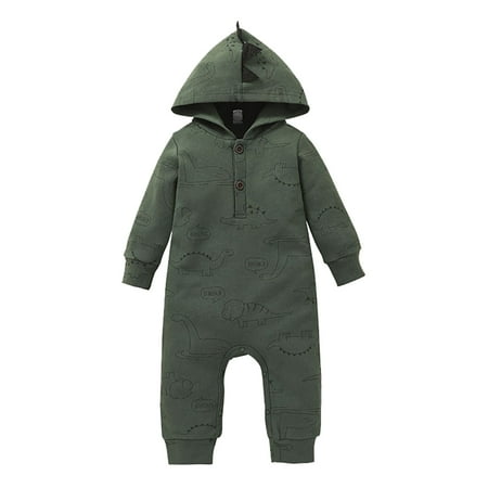

Baby Neutral Clothes Front Open Baby Clothes Hooded Printed Cartoon Girls Dinosaur Sleeve Baby Long Romper Jumpsuit Boys Girls Romper&Jumpsuit Fancy Toddler Outfit