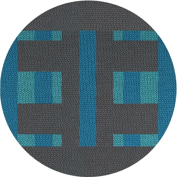 Ahgly Company Machine Washable Indoor Round Transitional Glacial Blue Ice Blue Area Rugs, 8' Round