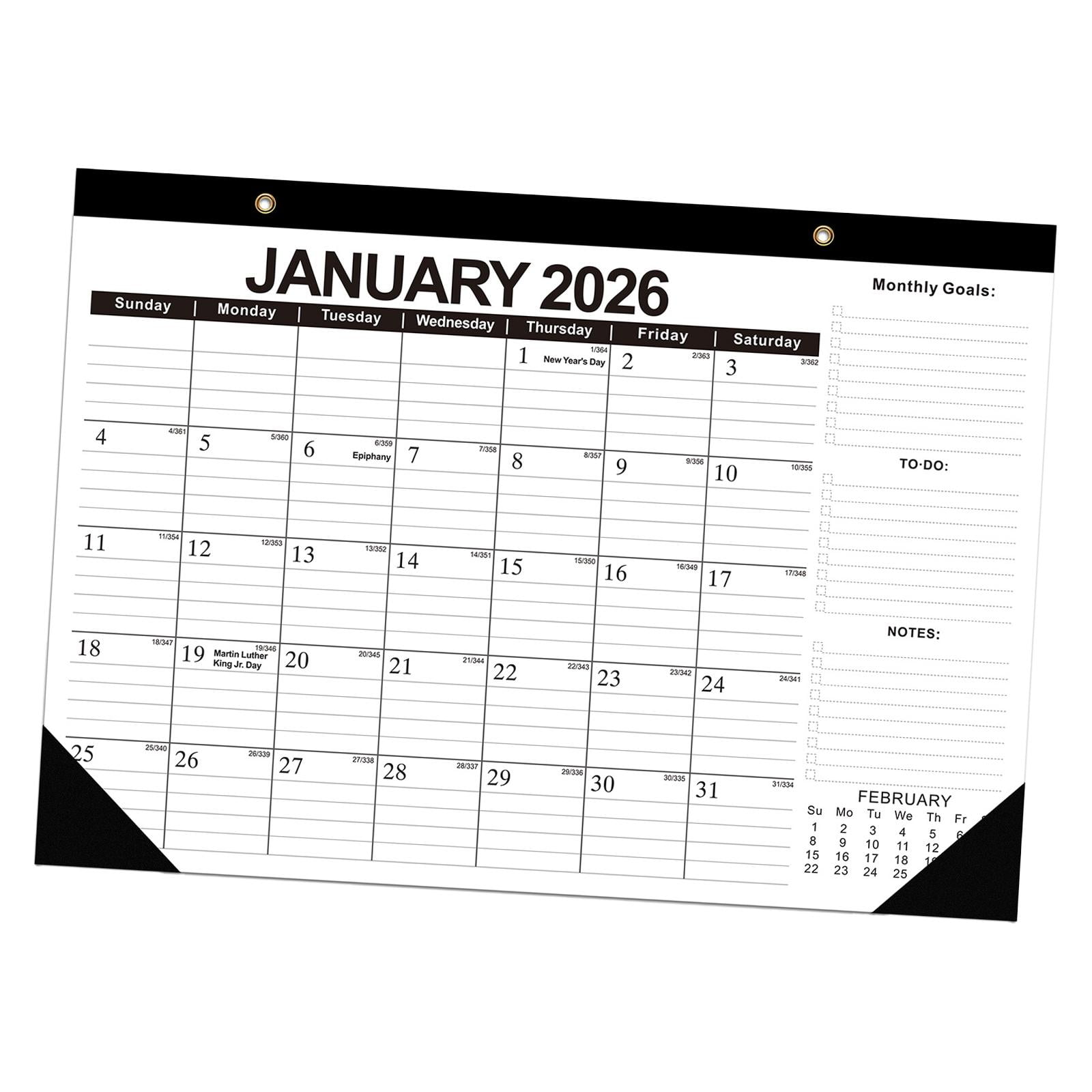 2026-2027 Desk Calendar 18 Months Planner with Notes Section and Goals for Classroom Office Home Tabletop Scheduling