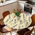 thumbnail image 2 of Flower Elastic Fitted Round Table Cover Purple Flower Waterproof Outdoor Tablecloth for Holiday Party, Picnic, Patio & Dining Fits Tables Up to 36"-44", 2 of 8