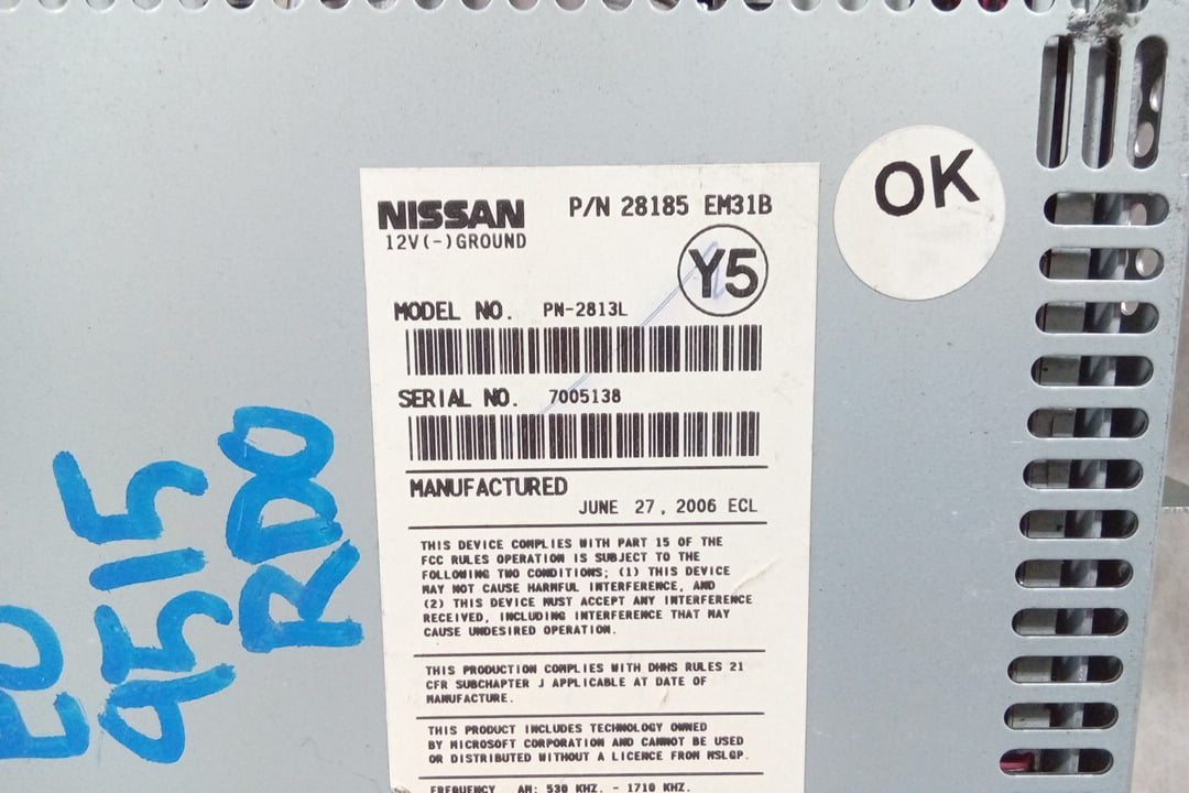 Pre-Owned 2007 Nissan Versa AM FM 6 Disc CD MP3 Receiver CY09C OEM LKQ - Verify Specific Vehicle Fitment In Description - (Good)