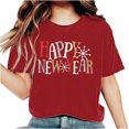 thumbnail image 2 of Fankiway T-Shirt Décontracté à Manches Courtes pour Femme avec Imprimé du Nouvel An, Col Rond, Haut à Manches Courtes, Haut/chemise à Manches Courtes à Col Rond, Ensemble de Vêtements pour Femmes, Tenues pour Femmes, Ensemble 2 Pcs, 2 of 7
