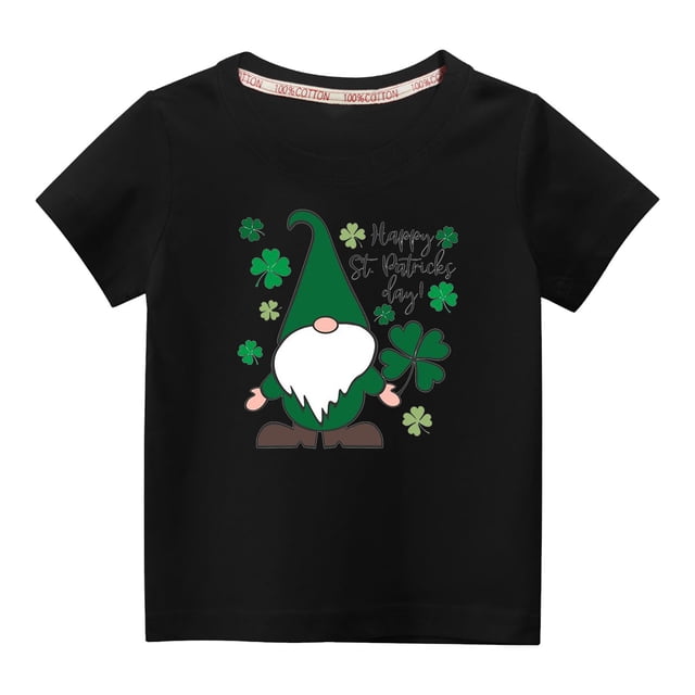 FAIWAD Chandails de la Saint-Patrick pour Tout-Petits Filles Garçons, Manches Courtes, Hauts à Imprimé Graphique, Coupe Ample, Col Rond, Chandails à Enfiler