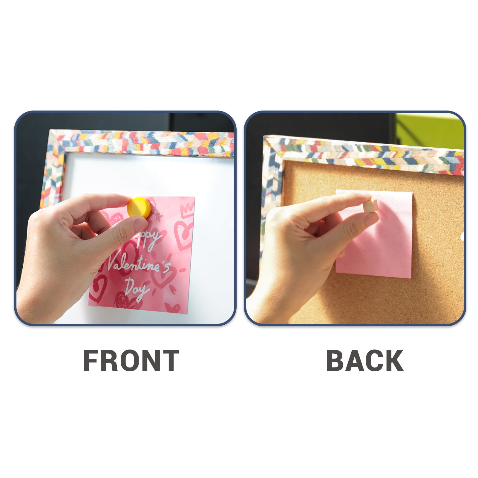 SHOOFFICE Combo Dry Erase Board & Cork Board, 16" x 12" Magnetic Corkboard with Stand, Boho Wooden Frame