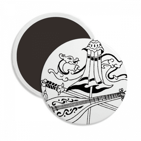 

Chinese Umbrella Dragon Drawing Round Ceracs Fridge Magnet Keepsake Decoration
