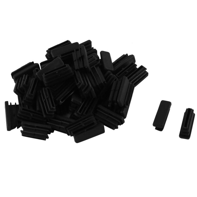Insertos de tubo para patas de mesa y silla de plástico rectangular para el hogar, negros, 30 x 10mm, 50 PCS