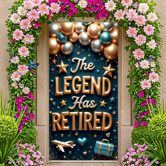Gold Silver Balloons Retirement Party Banner Decorative Design Stars Design for Retirement Celebration Indoor Event Office Party