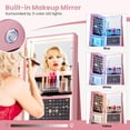 thumbnail image 4 of 360° Rotating Jewelry Armoire w/ LED Full-Length Mirror & Vanity Mirror, Lockable Standing Jewelry Organizer w/ Lights, Large Storage, Pink, 4 of 9