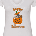 thumbnail image 4 of Inktastic Happy Halloween Kittens in Pumpkin Women's V-Neck T-Shirt, 4 of 5