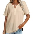 thumbnail image 5 of cfhntfmh Womens Knit Tops V Neck Buttons Athletic Side Split Soft T-Shirt Flowy Short Sleeve Summer Tees, 5 of 5