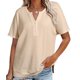thumbnail image 5 of Fiudx Camisas de Mujer Top de Manga Corta Holgado con Abertura Lateral y Botones con Cuello En V para Mujer, 5 of 6