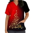 thumbnail image 2 of Chemises de Maternité Femmes Manches Courtes Col en V Hauts Uniforme Arbre de Noël Imprimé Poches Blouse Robe d'Allaitement Blouses pour Femmes en Liquidation, 2 of 5