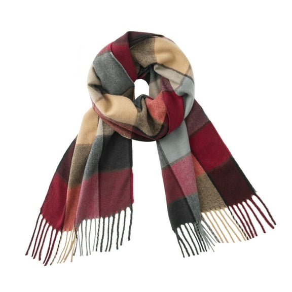Calvin & Olivia Ultra-Soft Comfort Feel Unisex Winter Solid Plain Scarves Wool Feel Classic Super Soft Luxurious Scarf Burgundy Camel Gray Plaid