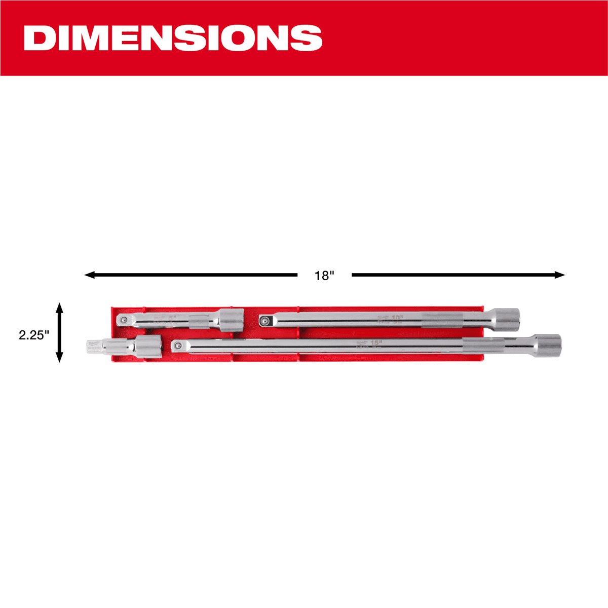 Milwaukee Tool 4pc 1/2&rdquo; Drive Extension Set