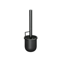 Matoen 2 Pack Self Closing Lid Toilet Brush and Holder, Finger Print Proof, Compact, Small Space, Black