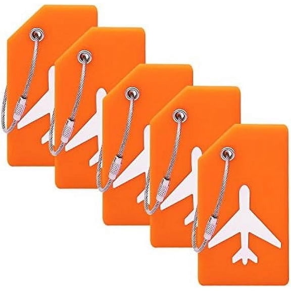 5Pack Silicone Luggage Tag with Name ID Card Perfect to Quickly Spot Luggage Suitcase by Ovener Orange