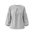 thumbnail image 4 of yillto Womens Top Puff Long Sleeve Textured Fashion Shirts Solid Color Loose Lightweight Sweatshirts, 4 of 5