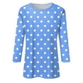 thumbnail image 4 of YanHoo Women's Polka Dot 3/4 Sleeve Blouse Tops Ladies 2025 Plus Size Summer Casual Crewneck 3/4 Sleeve Shirts, 4 of 6