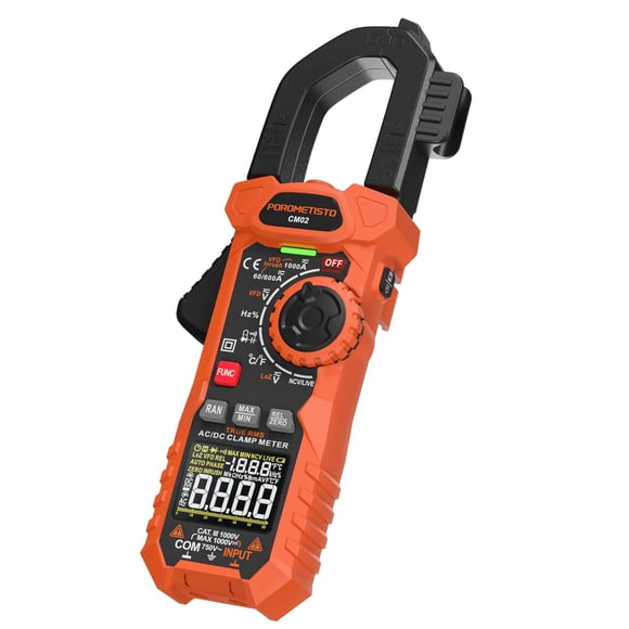 Clamp Meter POROMETISTO Digital Inrush Clamp Multimeter 1000A TRMS 6000 Counts, Amp Voltage Tester with VFD, LOZ Mode&iuml;&frac14;Measures AC/DC Current Voltage NCV Temp