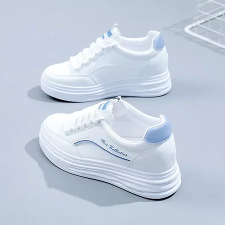 

Women‘s Casual Sneakers Fashion All-match White Shoes Thick Sole Lace-up Skate Shoes
