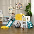 thumbnail image 2 of Qaba 7 in 1 Toddler Slide with Basketball Hoop, for 1-3 Years, Yellow, 2 of 10