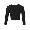 thumbnail image 3 of A2Y Women's Solid Cropped Bolero 3/4 Sleeve Button Down V-Neck Cardigan Sweater Black S, 3 of 5