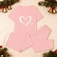 thumbnail image 4 of asdoklhq Womens Christmas Pajamas 3PCS Women's Home Casual Pants Short Sleeves Tops and Shorts Pajamas Set Pink M, 4 of 8