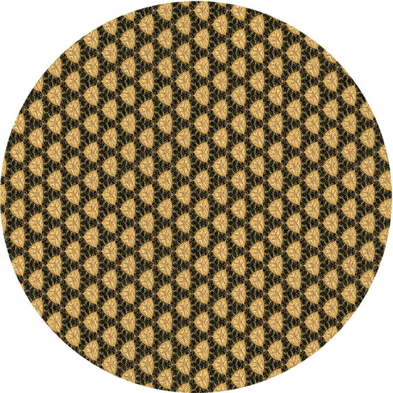 Ahgly Company Machine Washable Indoor Round Transitional Yellow Area Rugs, 4' Round