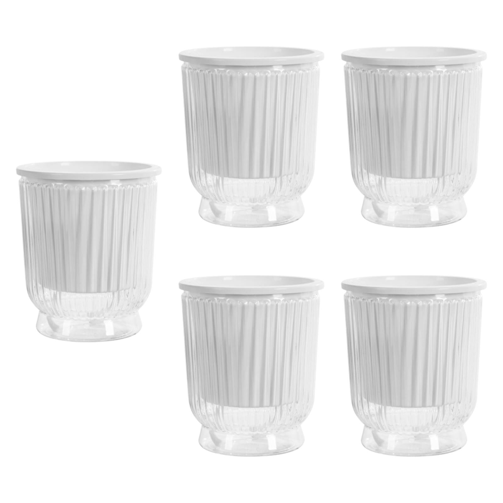 koolsoo 5 Pieces Self Watering Plant Pots Flower Pots Modern Home Decor Gardening Planters Indoor Outdoor Plants for Restaurant Patio Transparent 10.8x12cm