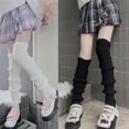 thumbnail image 2 of OOKWE Women Lolita Ribbed Knit for Extra Long Leg Warmers Japanese College Striped Solid Color Foot Cover Thigh High Boots Soc, 2 of 10