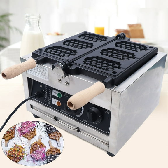 Wildnix Waffle Maker with Clear Alarm, Double-Sided Heating, Non-Stick Aluminum Grids, Makes 3 Honeycomb Waffles at Once, Easy to Clean, Durable Stainless Steel Construction