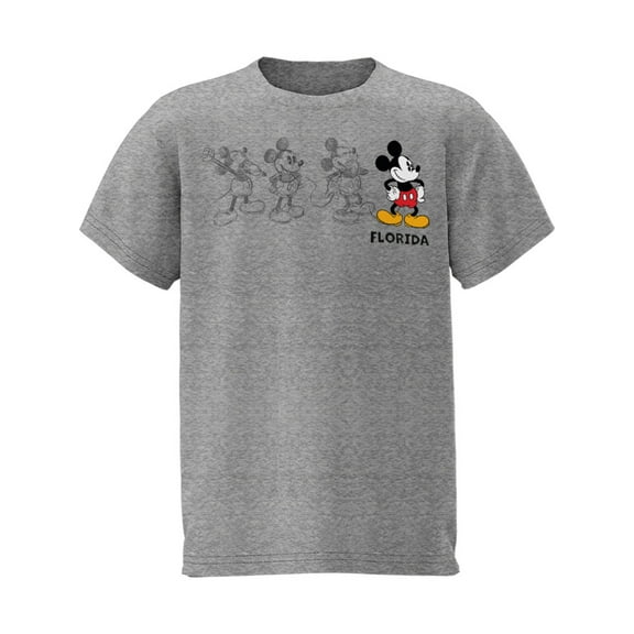 Disney Mickey Youth Gray Tee Shirt, XS-XL (Boy's)