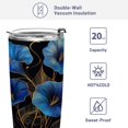thumbnail image 4 of 20oz Stainless Steel Tumbler with Straw, Double Wall Insulated Travel Tumbler Blue Morning Glory Flowers, 4 of 8