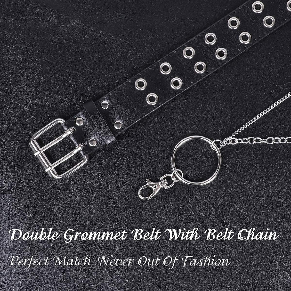 Goth Belts WERFORU Kids Double Grommet Belt Adjustable PU