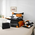thumbnail image 4 of Erosebridal Orange Rectangle Bedding Sets Twin Size,Geometric Sqare Comforter Sets with Sheets,Abstract Artwork Bed in a Bag Twin size,Super Cozy Plaid Bedroom Decorative,Reversible,7pcs, 4 of 6