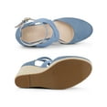 thumbnail image 4 of BLISSFUL STEP Women's Espadrilles Wedge Sandals Platform Close Toe Cross Strap Sandal Haze Blue 8.5, 4 of 7