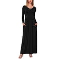 thumbnail image 6 of Women's Long Sleeve Loose Plain Maxi Dresses Casual Long Dresses with Pockets,US Size,Long Sleeve Dark green,L, 6 of 6