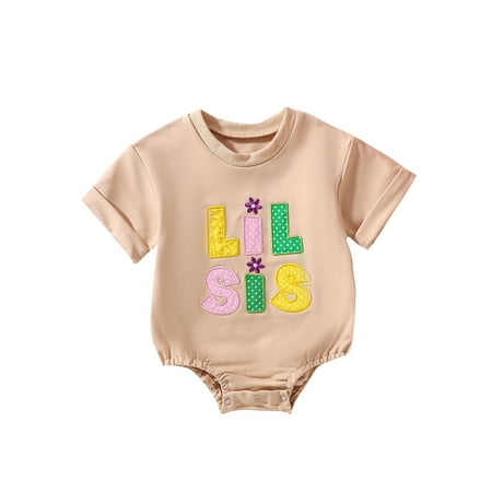 

Niceyoeuk Baby Girl Summer Jumpsuit Casual Letter Embroidery Short Sleeve Romper