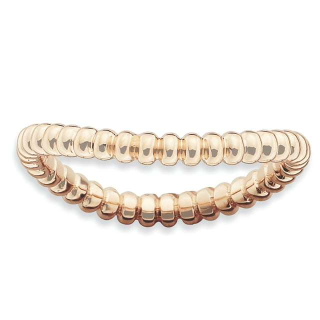 925 Sterling Silver Pink Plate Wave Stackable Ring Curved