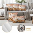 thumbnail image 6 of Orange Blue Pumpkins Fall Outdoor Waterproof Pillow Covers, Maple Leaf Sunflower Thanksgiving Decorative Square Throw Pillowcase Sofa Cushion Sham for Patio/Couch/Chair, 26"x26" 2 Pack, 6 of 8