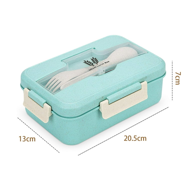 Bento Box For Kids Adults Lunch Box With 3 Compartment,Wheat Fiber Leak  Proof Food Container With Spoon & Fork,1200ML Lunch Boxes Containers For  Men