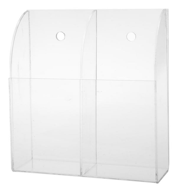 Titular de control remoto Caja de fijación de plexiglás transparente Montaje en pared Organizador de medios de almacenamiento 2 rejillas Caja para mesa de mesa de noche Methold HA011177-00