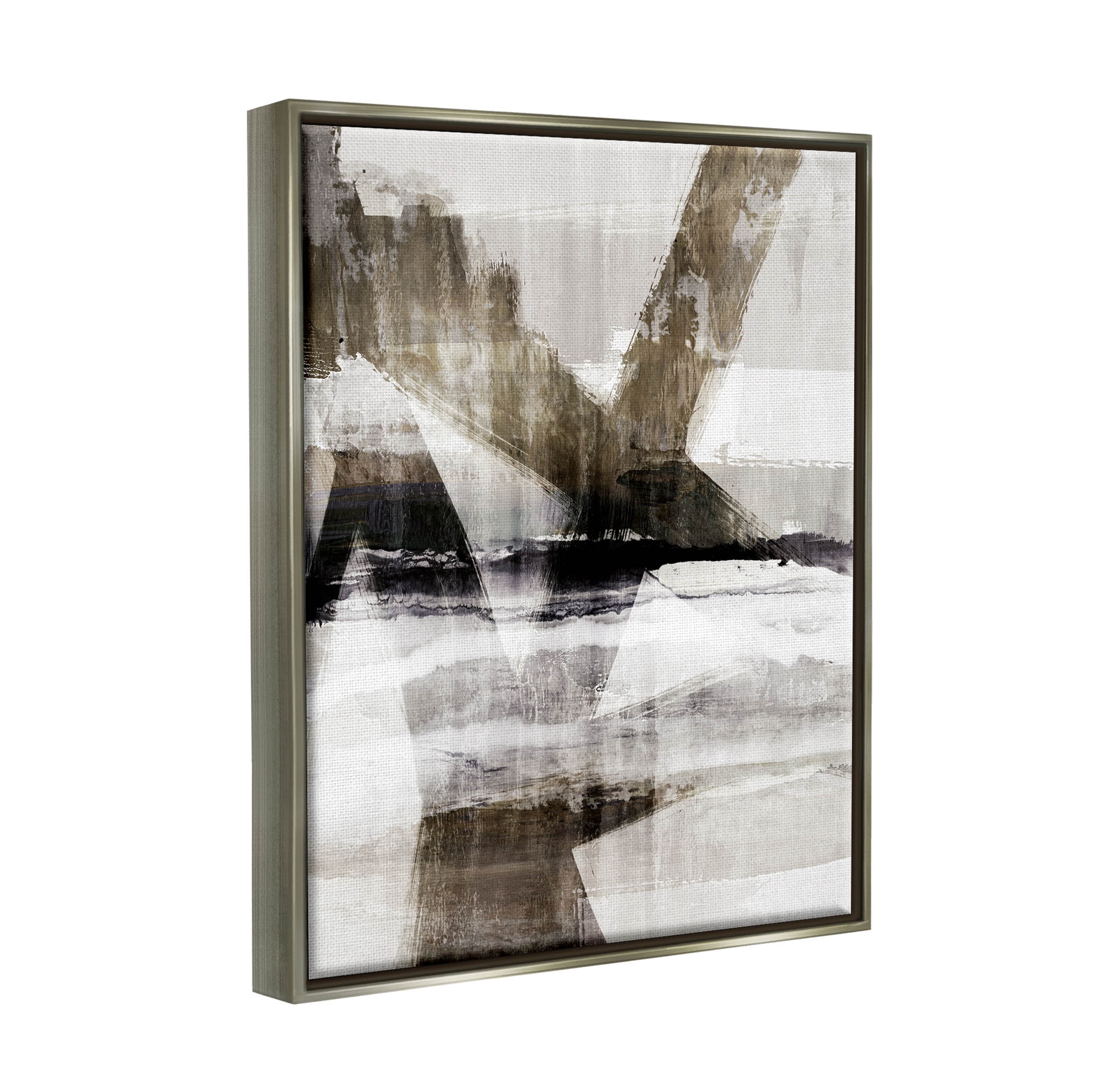 Stupell Industries Modern Layered Streaked Geometric Lines Graphic Art Luster Gray Floating Framed Canvas Print Wall Art, Design by Nina Blue
