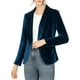 thumbnail image 1 of BLAZER DE VELVET PARA MUJER INSPIRE CHIC, COLOR SÓLIDO, CUELLO DE CHAL, CHAQUETA DE UN BOTÓN PARA TRABAJAR 3XL AZUL PROFUNDO, 1 of 7