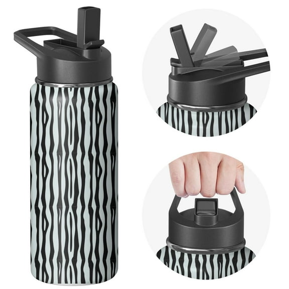 Leopard Print Insulated Stainless Steel Water Bottle with Straw & Cleaning Brush – 18 Oz | Leakproof, BPA-Free, 304 Stainless Steel, Wide Mouth, Travel Mug for Car, Gym, Office