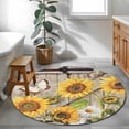 thumbnail image 3 of Round Rugs 3.3 Ft, Farmhouse Sunflowers Non Slip Area Rugs for Kitchen Bedroom Entryway, Rustic Barn Doors Flowers Butterfly Wooden Washable Carpet Runner Rug Floor Mats for Bedroom Home Decor, 3 of 8