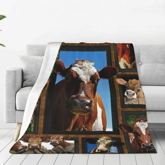 Cute Cow Print Blanket Cartoon Cow Print Bedding Blanket Lightweight Warm Blankets for Bedroom Living Room 50"x40"