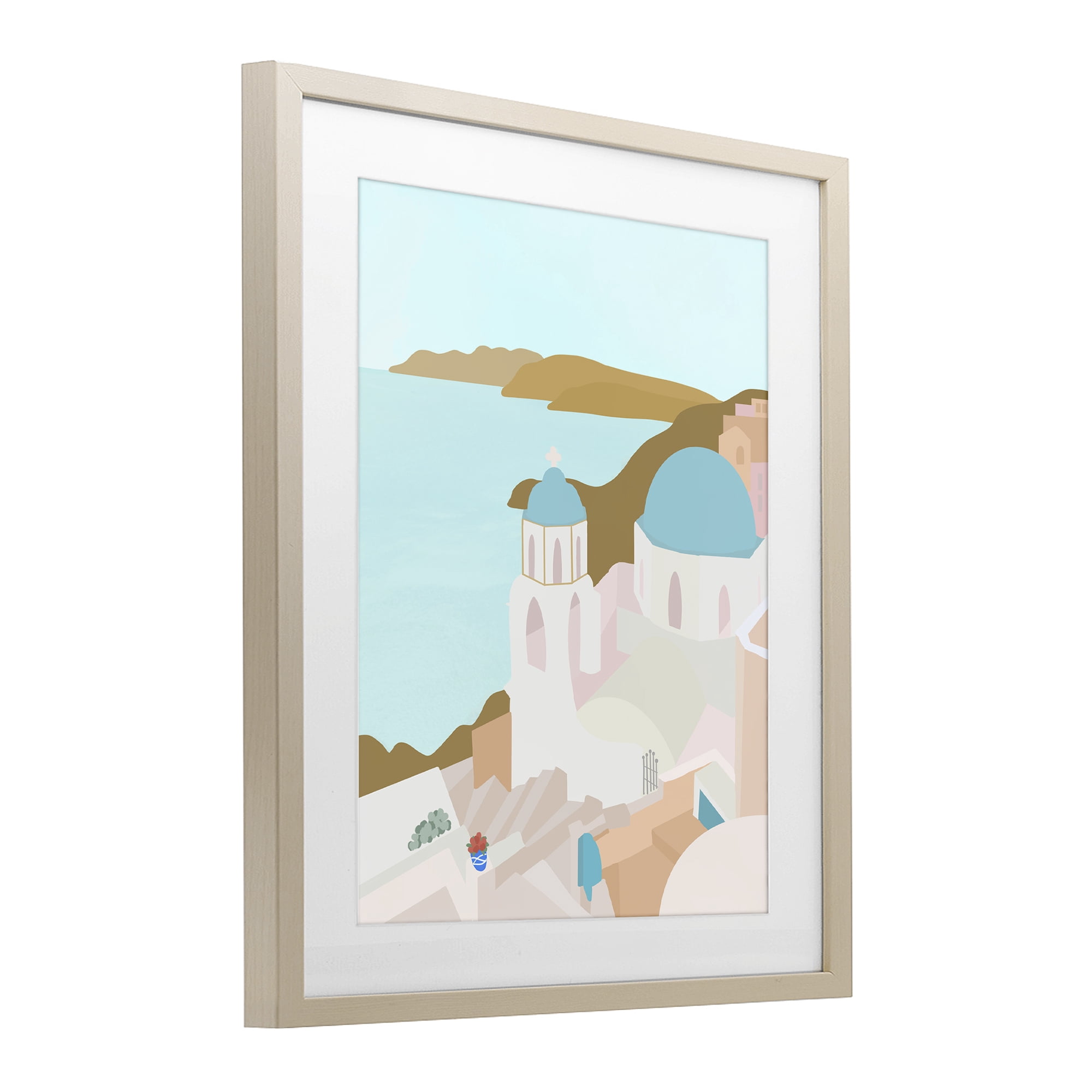 Stupell Industries Coastal Santorini Vibes Birch Framed Print Under Glass, design by Anna Quach